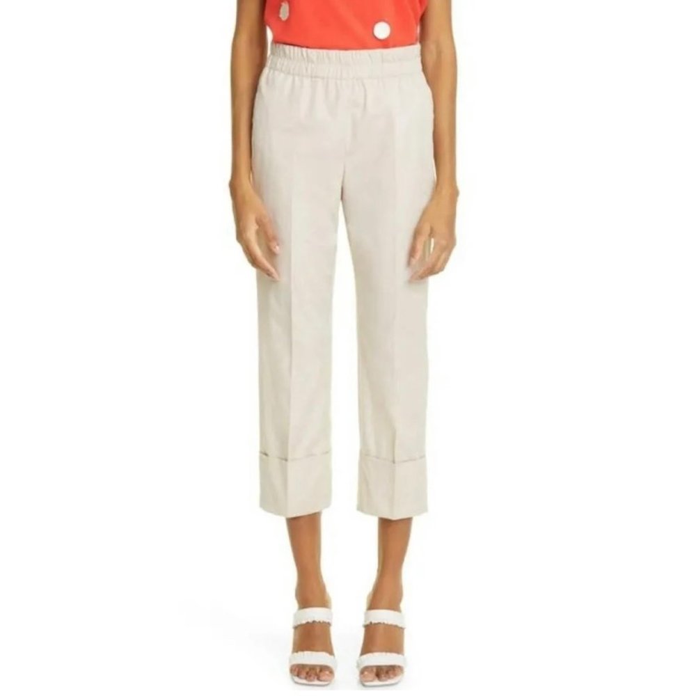 Akris Punto Women's Farell Wide Cuff Crop Pants Size 8 Sand 493274